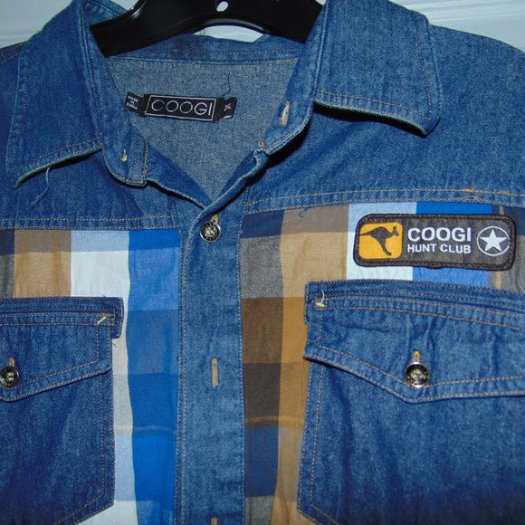 HUNT CLUB COOGIE JEAN DENIM & PLAID SHIRT - Picture 3 of 4